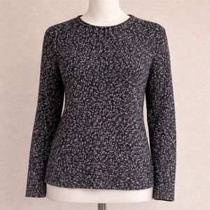 Vince Wool Blend Marled Knit Sweater Size S | Black Gray Quiet Luxury